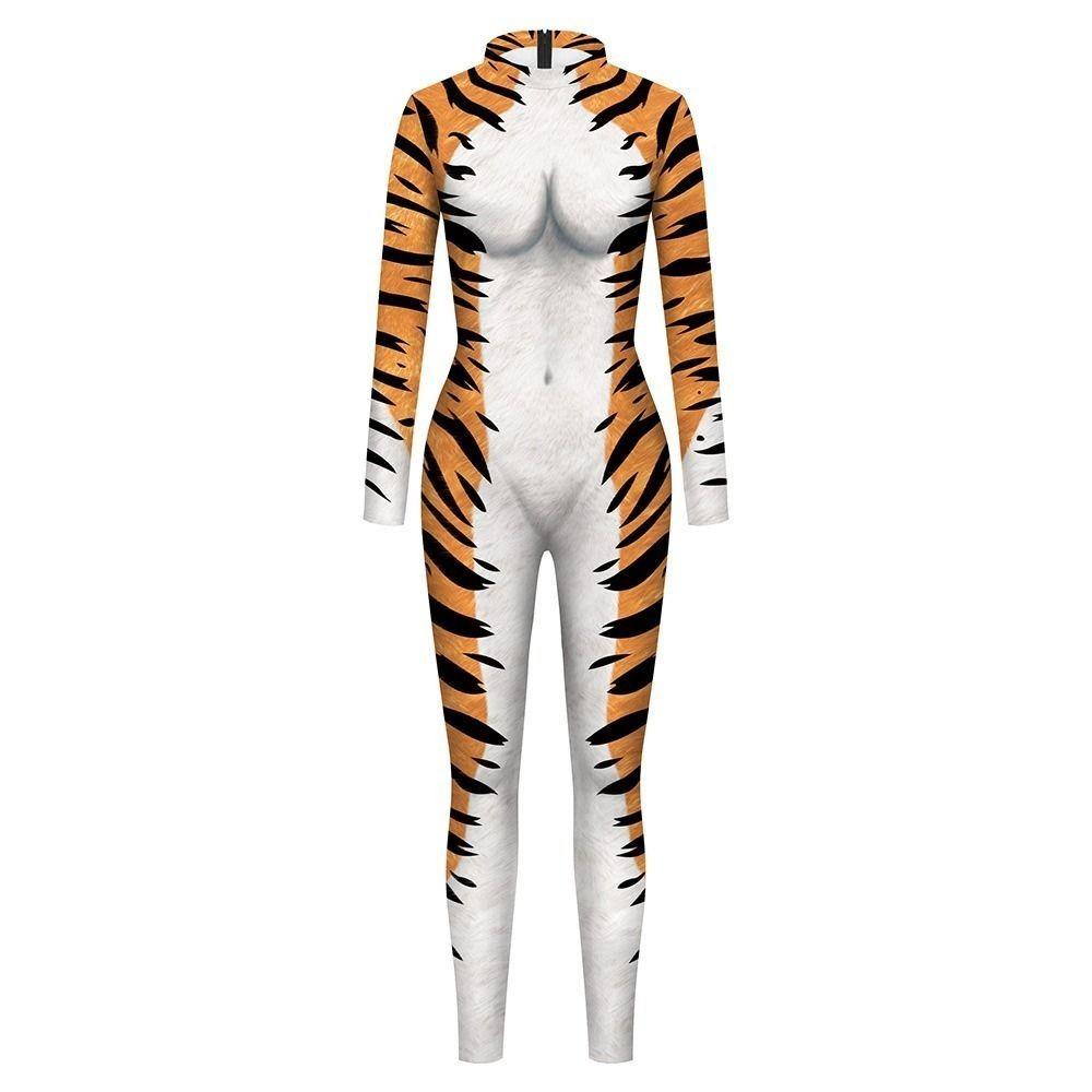 Dress Up Funny Adult Bodysuits Leopard Animal Cosplay Costume Cute Halloween Party Jumpsuit  Club