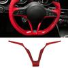 ABS V Shape Car Steering Wheel Frame Decoration Trim Fits for Alfa Romeo Stelvio Giulia(Red)