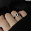 925 Silver Adjustable Rings For Women Flower Black Luxury Jewelry Vintage Wedding Accessories Jewellery Argent 925