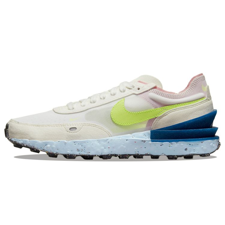 Nike Waffle One Crater Mesh Suede Leather Recycled Materials Low-Top Lifestyle Sneakers Women Sneakers White Green Blue DJ9640-100