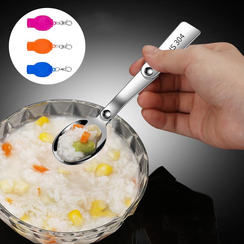 Outdoor Camping Folding Spoon With Box Stainless Steel Spoon Multifunctional Portable Foldable Travel Tableware Picnic Tool