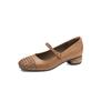 Fashion New Spring/autumn Genuine Leather Women Shoes Round Toe Shoes for Women Fashion Retro Mary Jane Shoes Low Heels Women Pumps