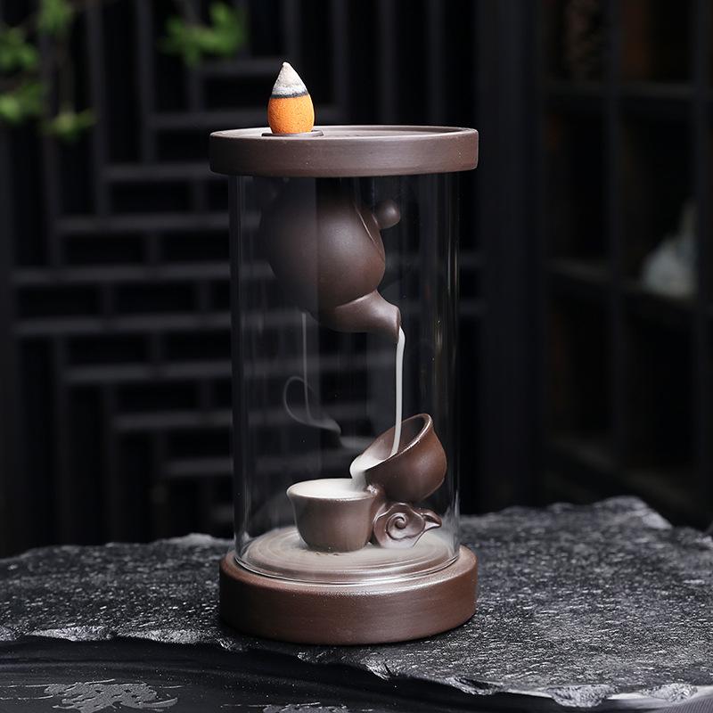 

Творческий подвесной чайник с фиолетовым песком, курильница с обратным потоком на лобовом стекле - домашние поделки, украшение для ароматической печи с удалением аромата