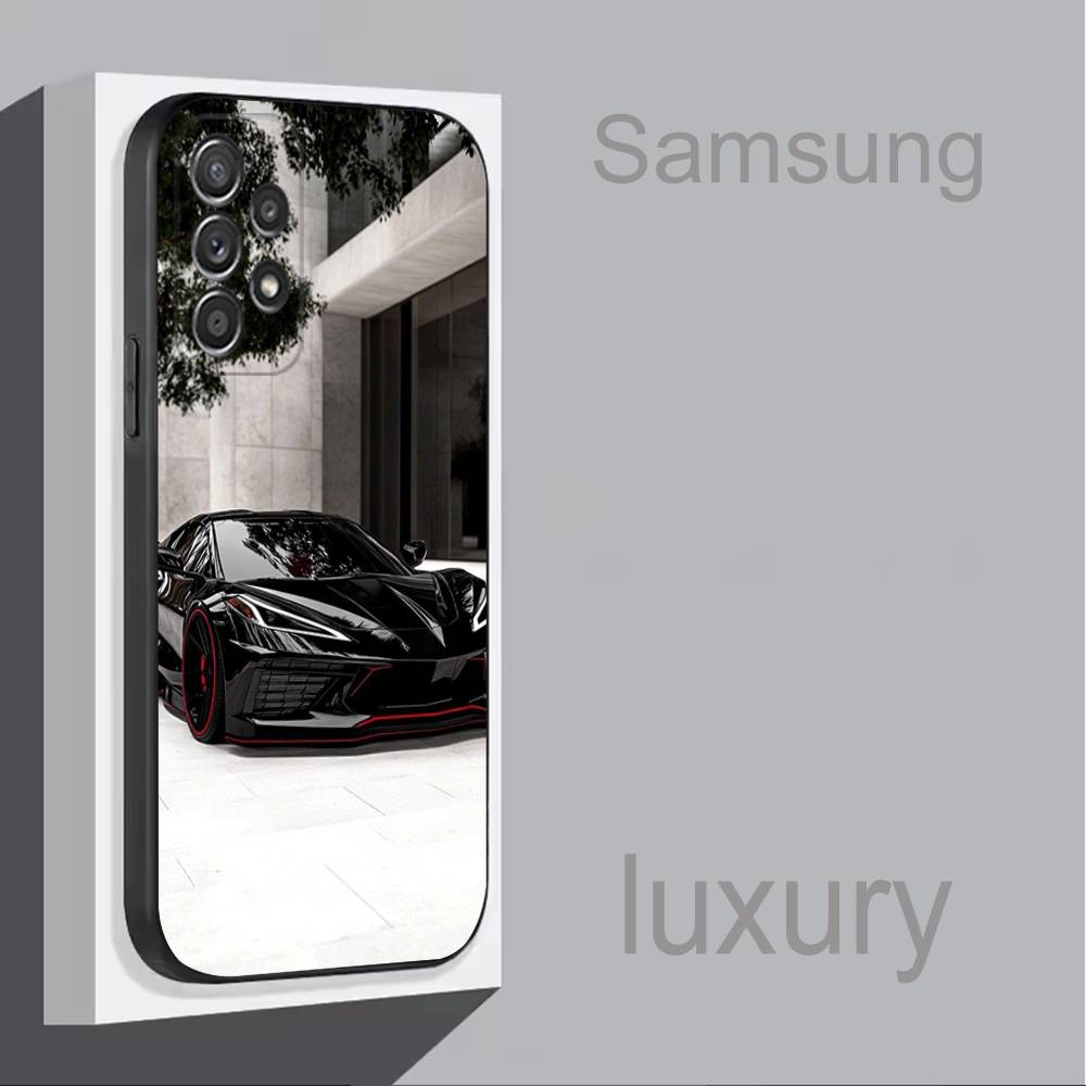Car C-CorvetteS C8 C7 COOL For Samsung S 25,24,23,22,30,21,10,9,Ultra,Plus,Lite,FE,4,5G Phone Case Black Soft Case