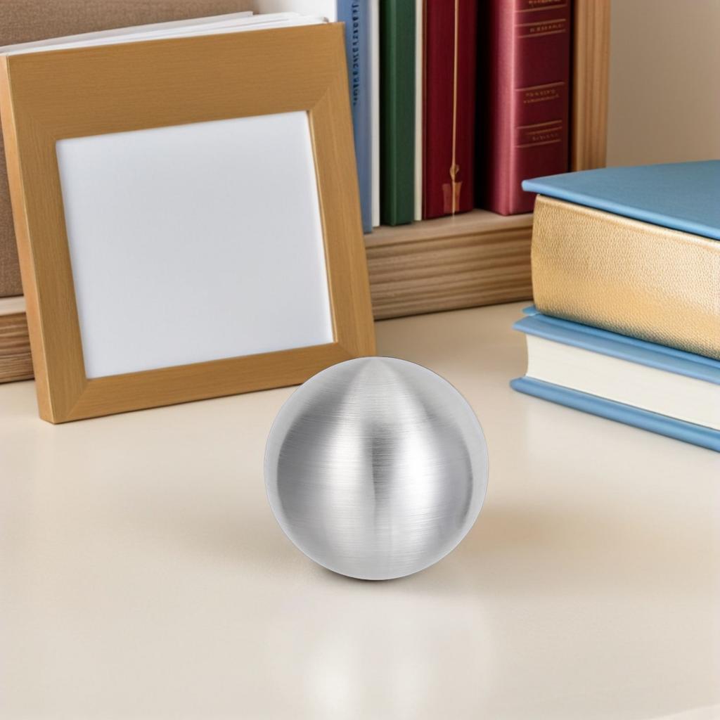 Satin Brushed Ball Ornament Modern Decorative Metal Sculpture Home Office Living Room Desk Table Centerpiece Stylish Display