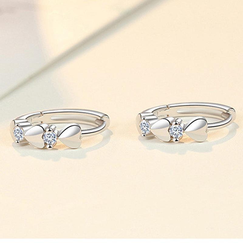 Love Shape Weight Loss Pure Silver Cubic Zirconia Magnetic Therapy Thin Earring