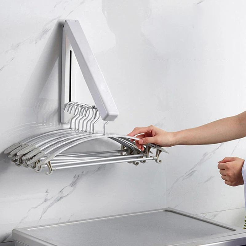 Folding Clothes Hanger Space Saving Clothes Rack Invisible Clothes Storage Hanging Rack For Laundry Room Bathroom