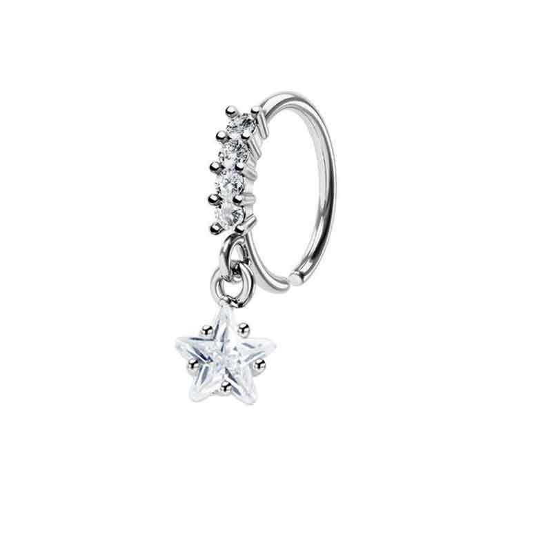 20G Teardrop Zircon Nose Ring Pendant - Trendy European & American Piercing Jewelry