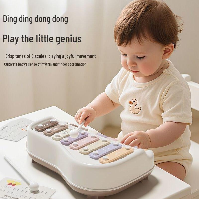Eight-Tone Baby Xylophone & Piano Toy - Children's Early Education Percussion Instrument, Anti-Collision Design