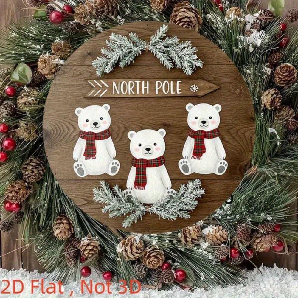 Vintage Cardinal Holly Wreath Tin Metal Sign Rustic Wood Wall Art Farmhouse Holiday Christmas Home Decor 7.87 Inch