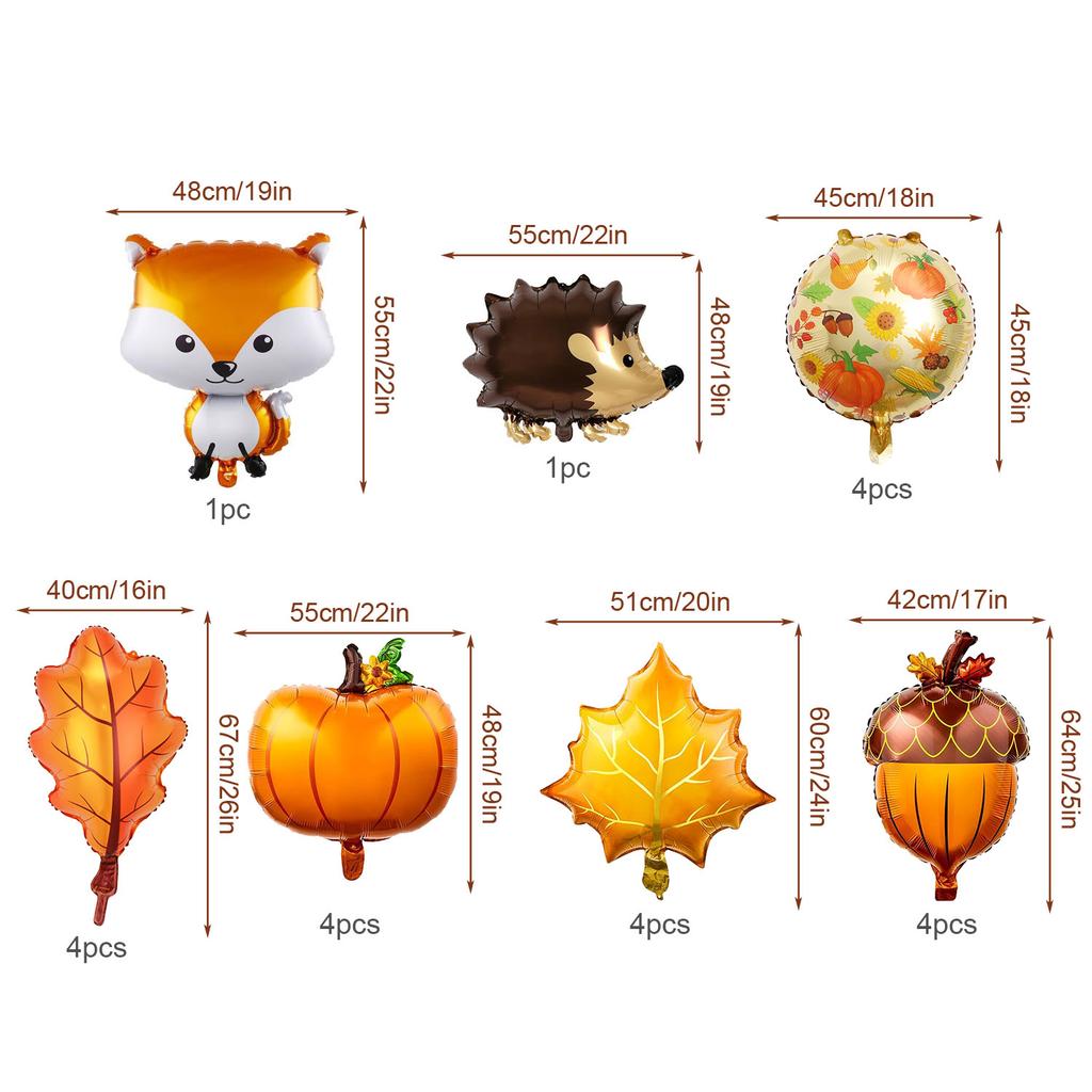 22 Pcs Maple Leaves Balloons Autumn Decorations with Maple Leaves Pumpkin Balloons for  Wedding Birthday Thanksging Day Party
