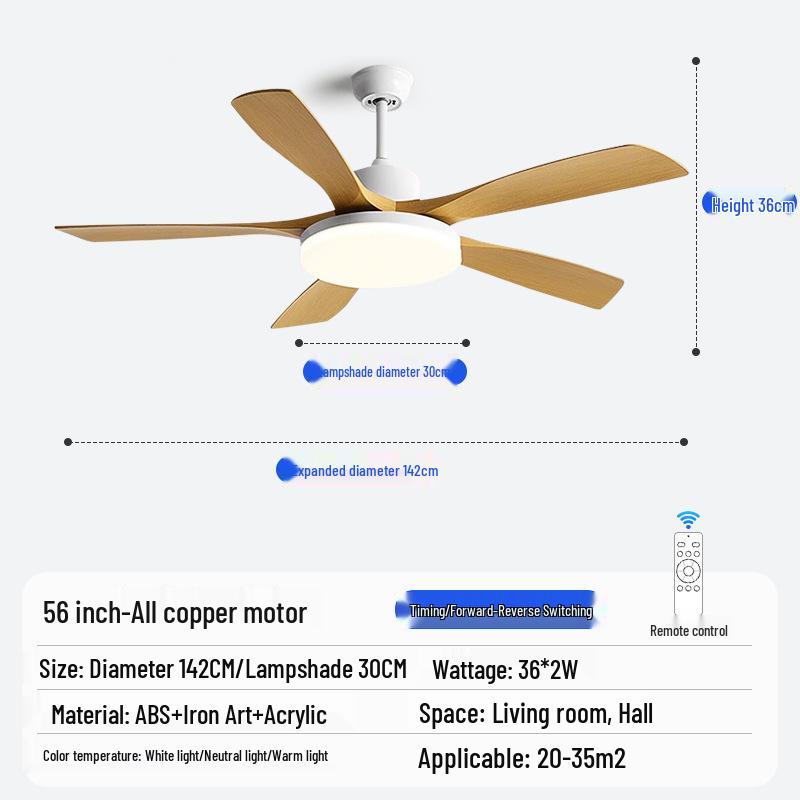 Nordic Industrial-Style Silent Ceiling Fan Chandelier for Home or Commercial Use