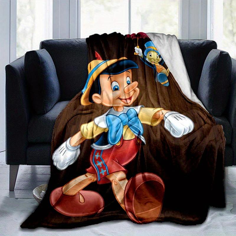 1pc, Disney's Pinocchio and Jiminy Cricket, Seasonal Decorative Blanket, Multi-Purpose Throw, Soft Flannel Throw Blanket, Living Room, Travel, Camping