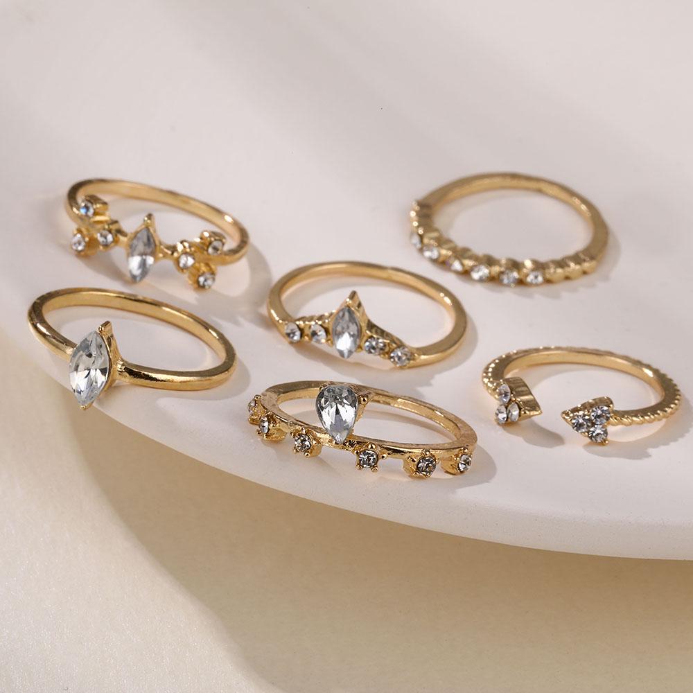 Rock Metal Geometric Round Punk Ring Set Open Index Finger Accessories Buckle Joint Tail Ring Women's Jewelry