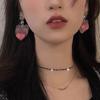 Gradual change pink love zircon resin stud earrings female design sense senior earrings temperament Internet celebrity earrings earrings
