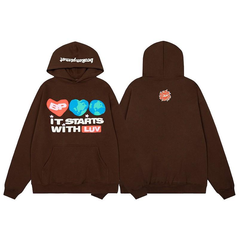 Broken Planet Oversized Hoodie Jogger Set Mens Streetwear Cotton Fleece Letter Puff Print Loose Fit Winter