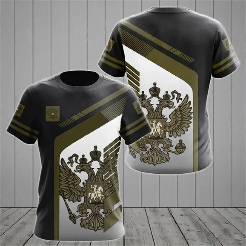 Flag Sports Style 3D Digital Printing Men's Fashionable Round Neck Short Sleeved T-shirt