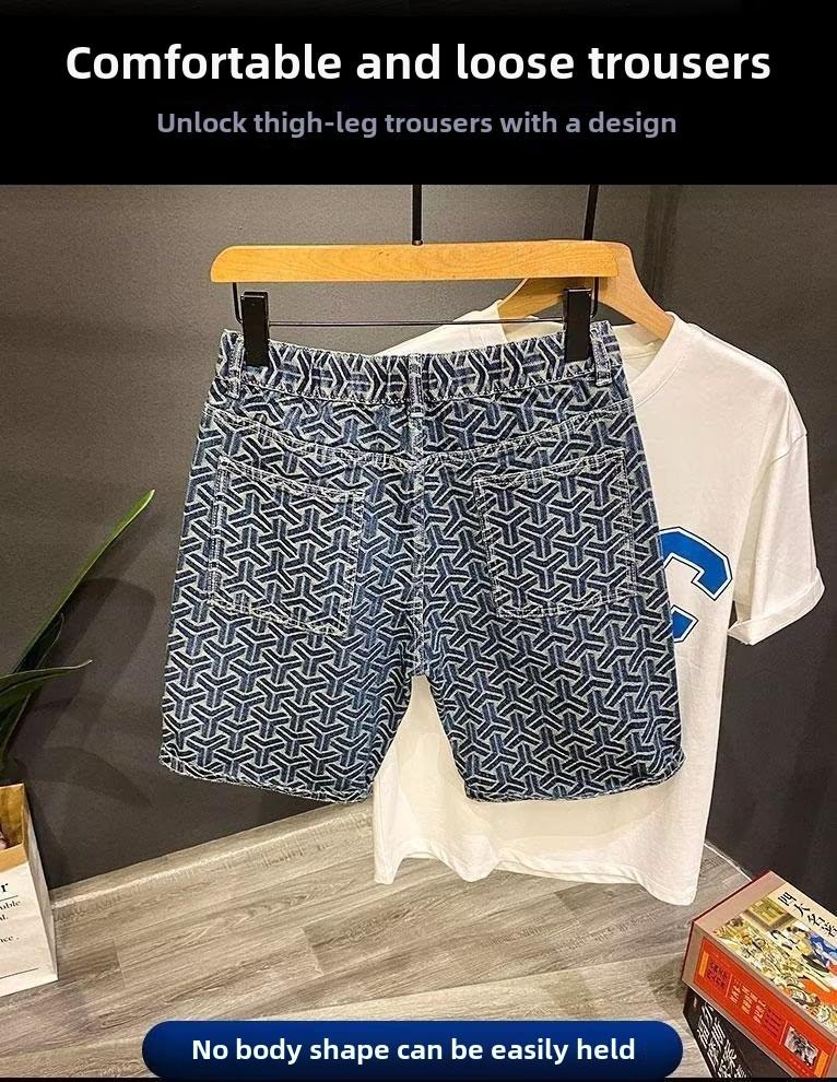 Men's Retro Summer Loose Fit Denim Work Shorts