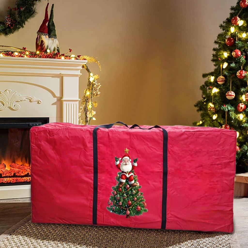 Christmas Decoration Storage Holiday Large Organizer Tote Christmas Wreath Red Storage Bag For Under Bed Bedroom Attic Basement