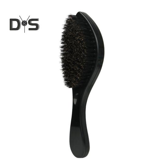 

Мужская щетка для бороды с эргономичной ручкой, нейлоновая щетина кабана, изогнутая волнистая щетка для выпрямления бороды, домашний салон, мужские инструменты для укладки усов чёрный