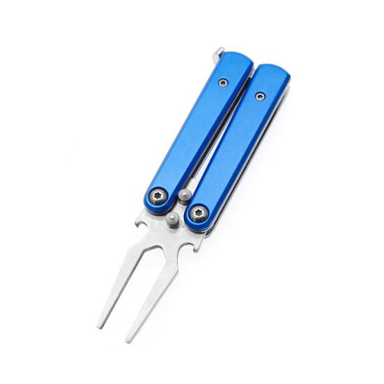 

Инструмент для ремонта дивотов для гольфа Металлический складной инструмент для дивотов «Бабочка» с открывалкой для бутылок Аксессуар для гольфа для мужчин и женщин синий