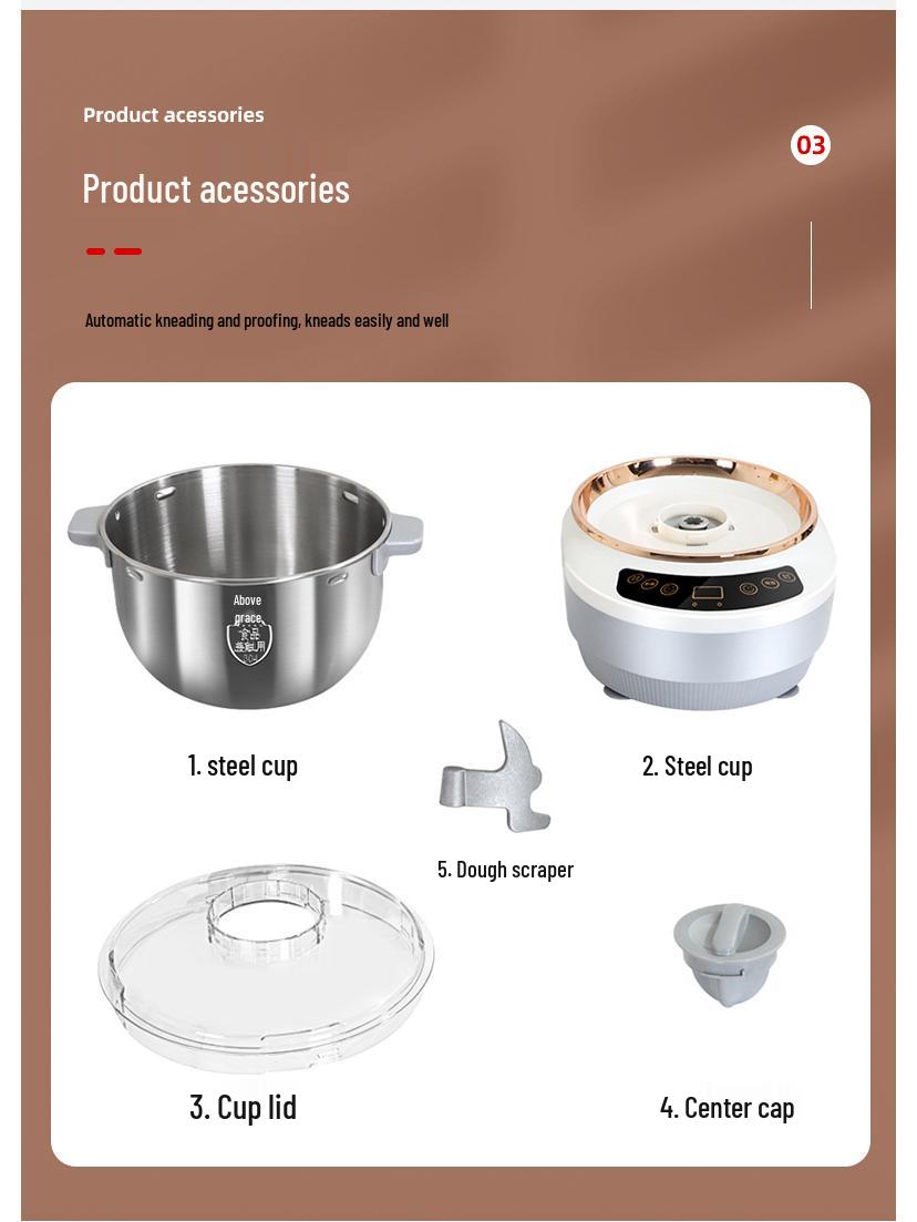 

Household Multi-Color Stainless Steel Dough Kneading Machine with Constant Temperature Fermentation and Bread Making Capabilities. 3.5L розовый