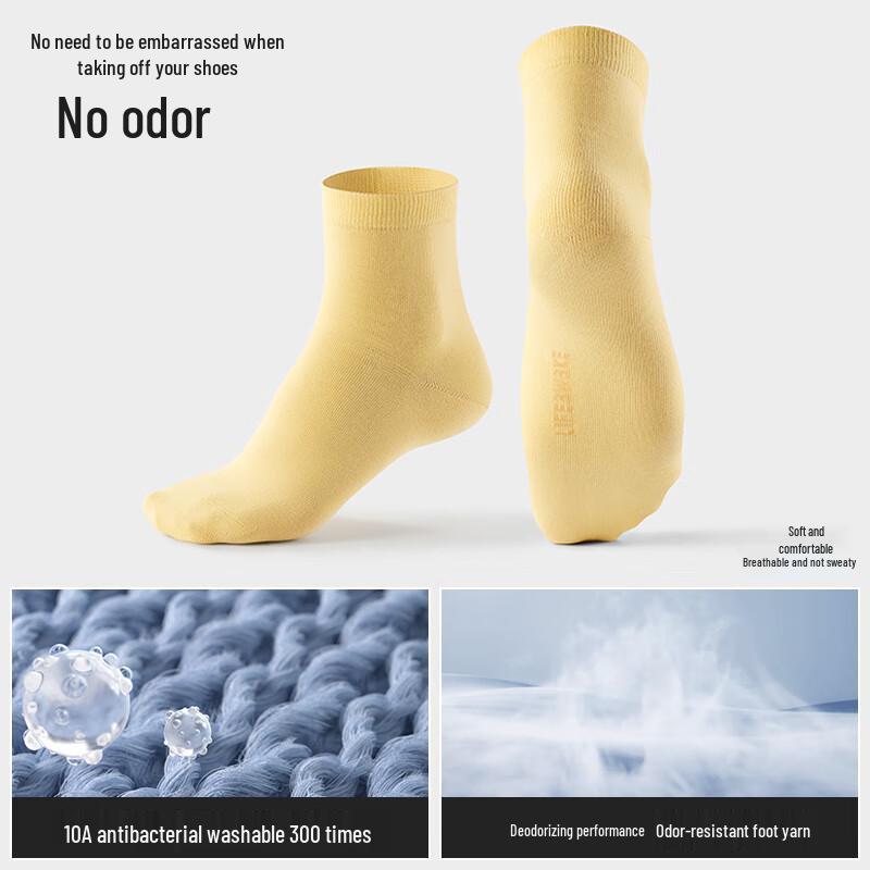 HLA Women s Anti-Odor Antibacterial Mid-Calf Cotton Socks (5 Pairs) One Size