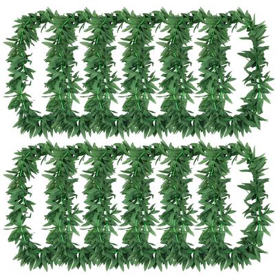 1/4Pcs Hawaiian Artificial Leaf Flower Wreath Garland Necklace Headband Bracelet Luau Tropical Birthday Party Decoration Wedding