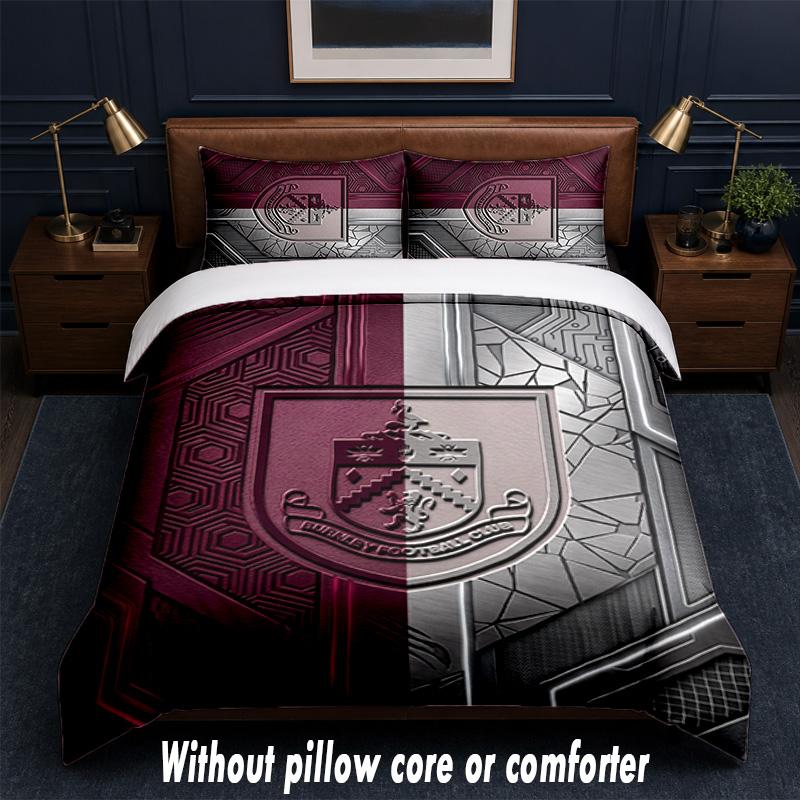 Burnley Football Design Bed Bedding Set 1 Duvet Cover + 2 Pillowcases Soft Breathable Household Bed Linens