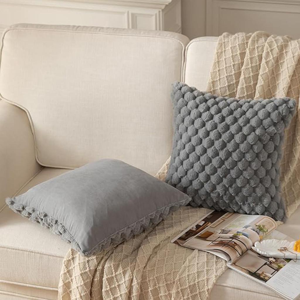 Pineapple Plush Lines Pillowcase Bedroom Imitation Rabbit Velvet Sofa Cushion