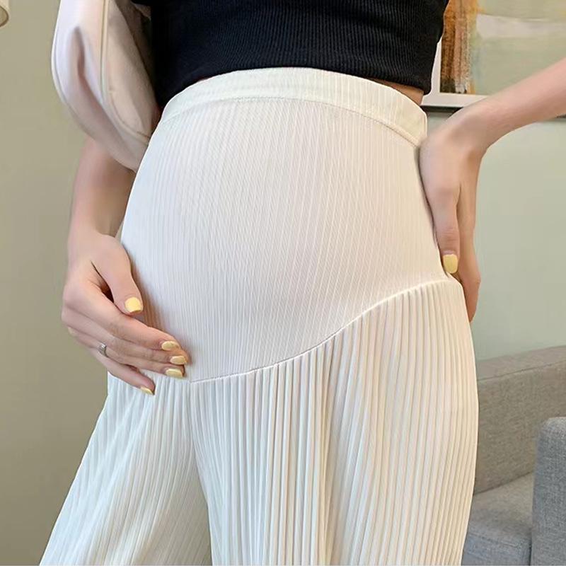 Women's Summer Ice Silk Maternity Pants - Thin, Straight Leg, Petite, Drapey Wide-Leg Style