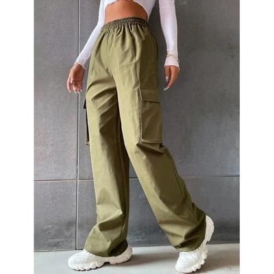 Streetwear długie spodnie z kieszeniami modne spodnie Cargo z wysokim stanem jesienne luźne spodnie na co dzień Pantalon ubrania damskie 29443