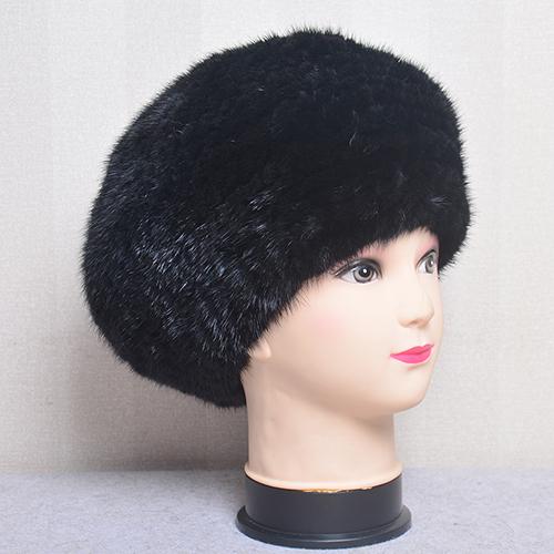Fashion Lady Winter Warm Knit Caps Women Mink Hats Berets Luxury Women Real Natural Mink Fur Hat Beanies Real Fur Berets Hat