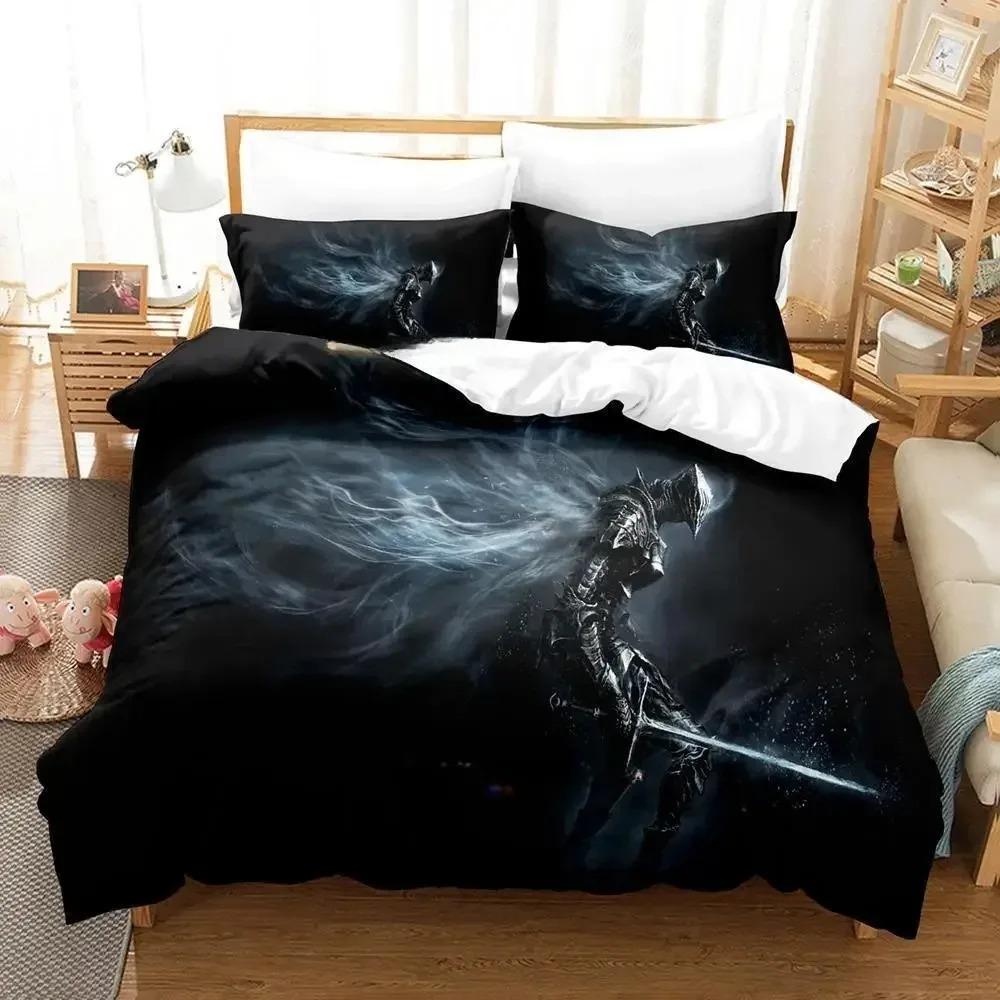 Dark Souls 3 Ložní souprava Jednolůžko Dvojlůžko Plná Velikost Queen King Ložní souprava Dospělý Dítě Ložnice Přikrývka Sady 3D Tisk Anime Prostěradlo