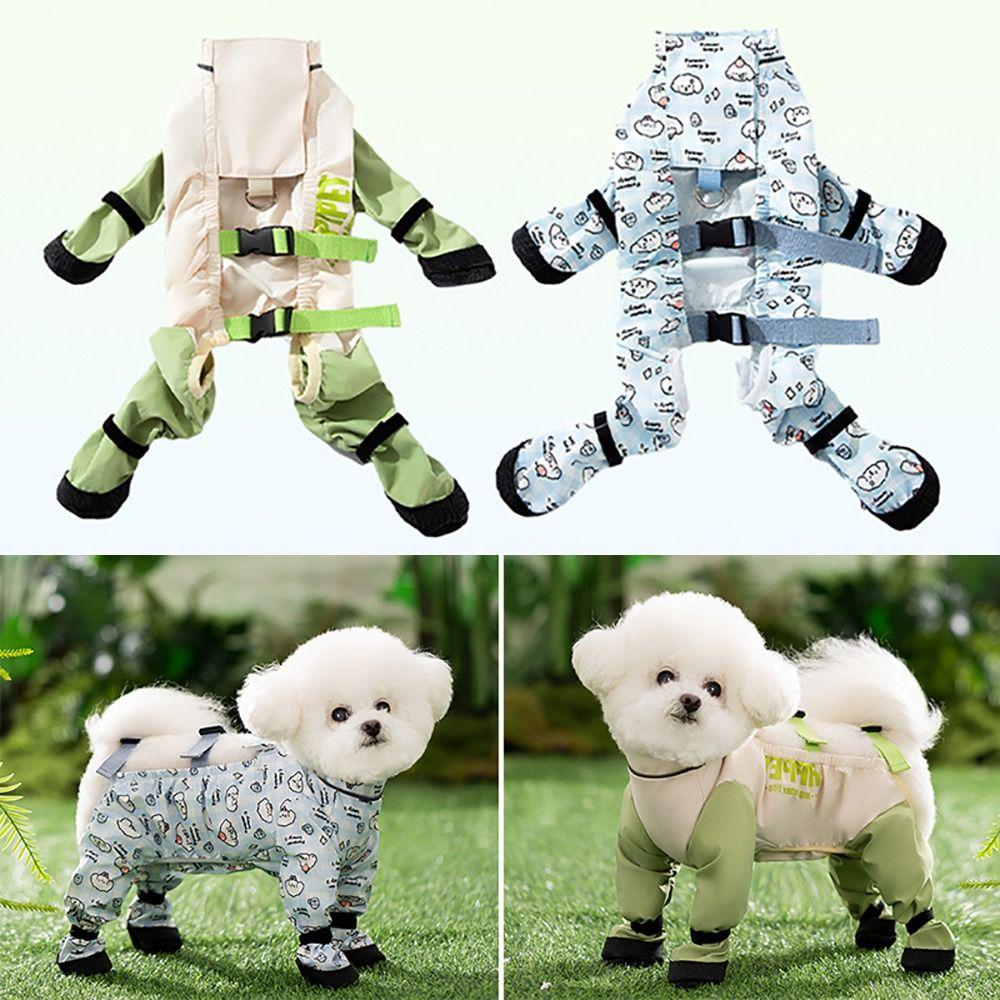 Reflective Stripe Dog Four-Legged Pants Back Adjustable Dog Jumpsuit Shoes  Pet Strolling