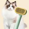 Self-Cleaning Pet Cat Comb Non-slip Handle Stainless Steel Dog Hair Remover Round Needle Head Pet Massage Comb Bath