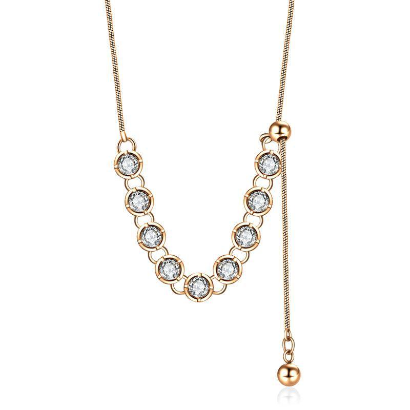 

Inspired Unique Ins Titanium Steel Necklace With Dazzling Zircon Detail For Fashion Womens золотий