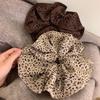 Korean Retro Leopard Print Scrunchie for Women - Fashionable 2025 Hair Tie Rubber Band Accessory