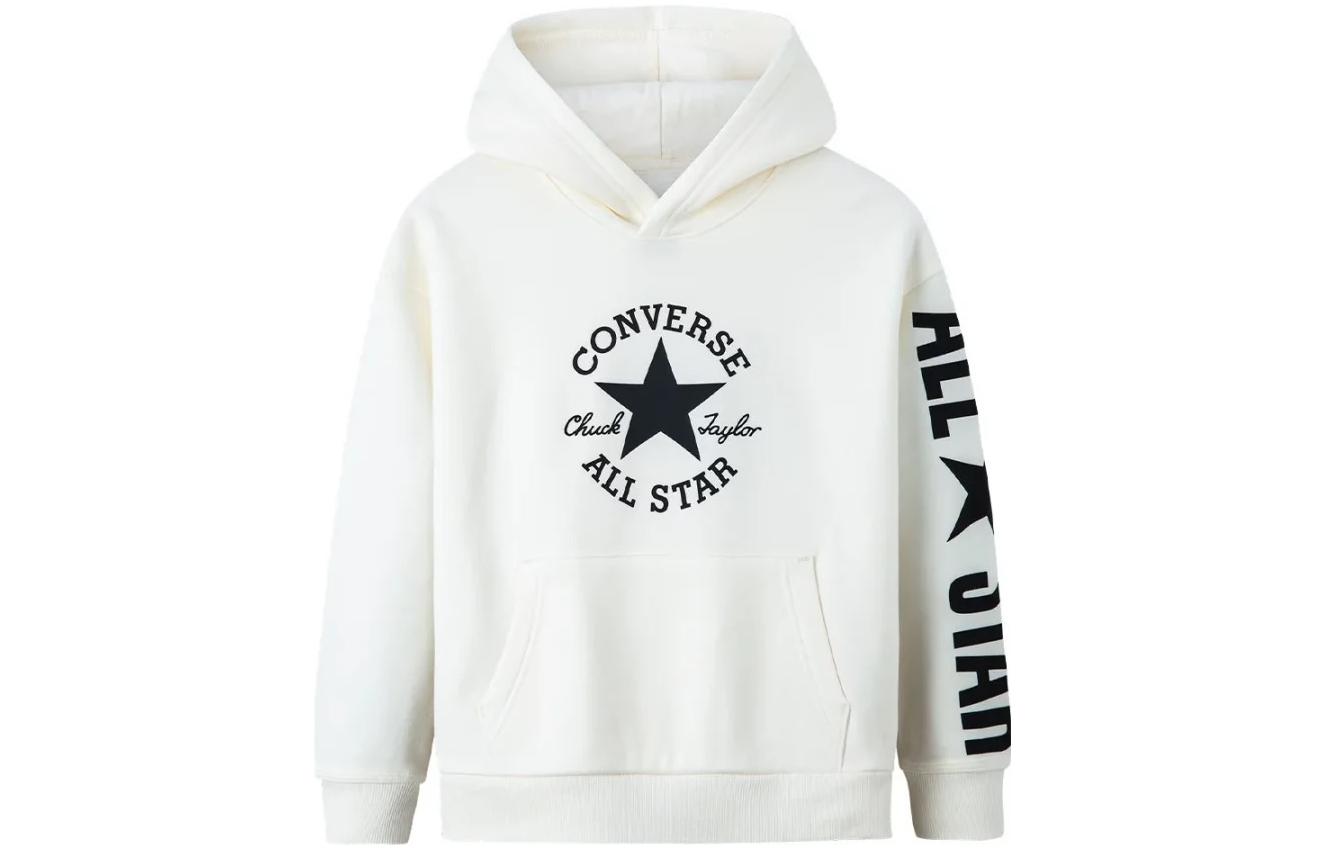Converse Sweatshirt Comfortable Casual Fleece Lined Hooded Feather White Children Aged 3 7 Years Old CV2242173PS-001 110/4
