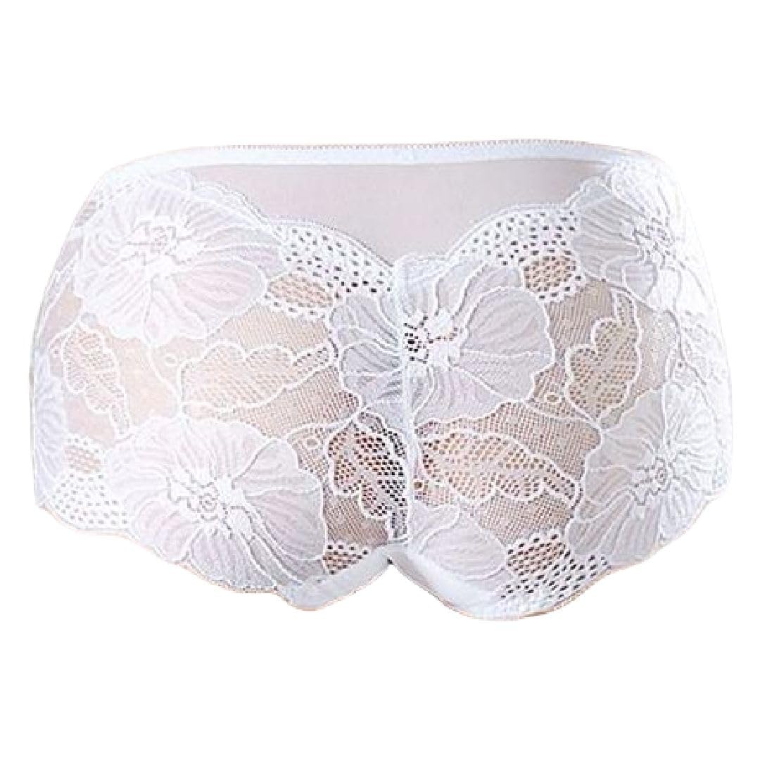 

Plus Nao Box Boyleg All Plus Size White Women s Shorts, Panties, Lace, Sheer, M, белый