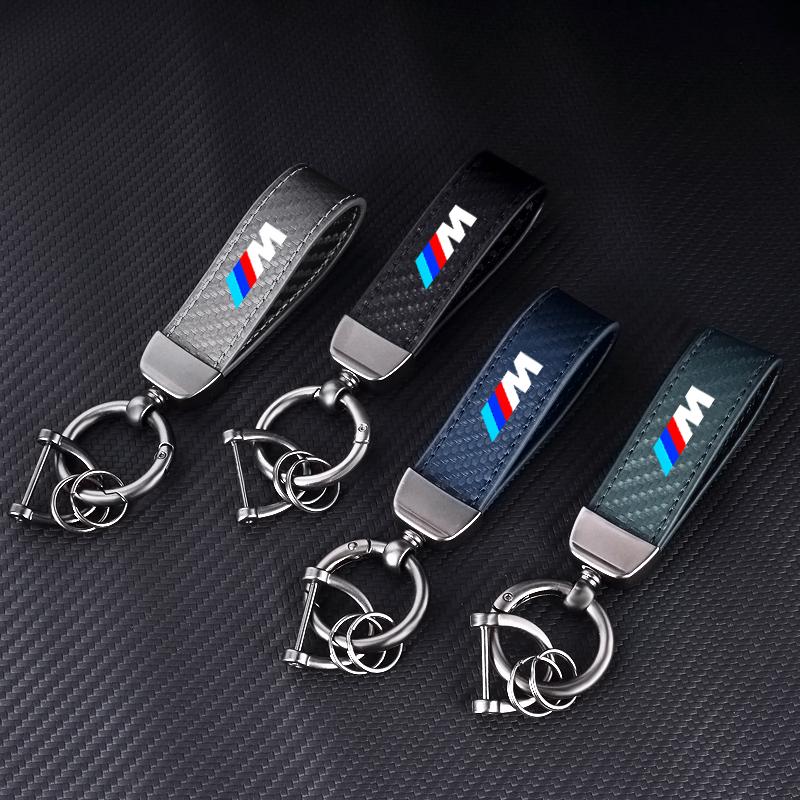 BAGI7 2026 Car Sticker Carbon Fiber Car Logo Key Chain Keyrings Ring Buckle Key Holder For BMW M Emblem E46 E36 E34 F10 E90 F30 E60 F3