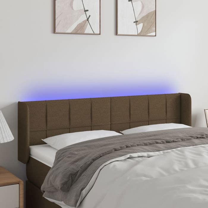 VidaXL LED Headboard Bedroom Furniture Double Bed Accessory Head of Bed Frame Interior Dark Brown 3123237