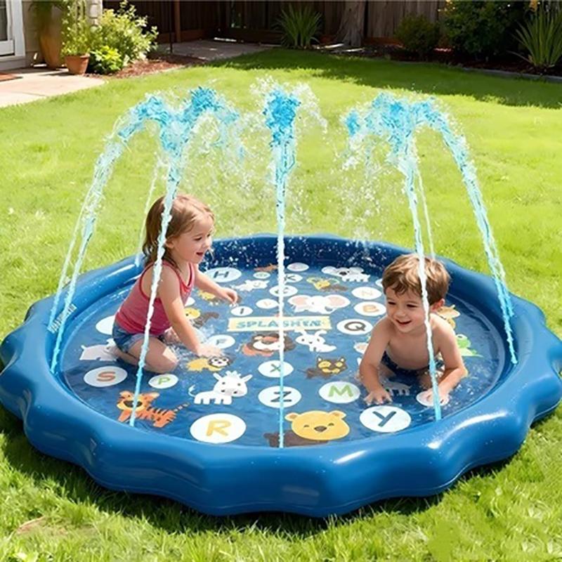 100Cm Inflatable Splash Pad Water Play Mat With Sprinklers Age 3 4 5 6 7 Years Old Toddler Water Toy