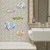 5 Pièces Poisson en Bois Décor Mural Nautique Rustique Suspendu Art Mural Plage Thème Océanique Côtiers Ornements pour Maison de Lac Salle de Bain Chambre