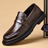 Neue Herren-Slip-on Leder Business-Schuhe: Ohne Schnürsenkel, Dicke Sohle, Perfekt für Hochzeiten und Vorstellungsgespräche. Idealer britischer Freizeitstil.