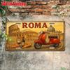 Printing, , Vintage Metal License Plate, Outdoor Wall Art , Number ROMA Aluminum Sign with and Wine, for Home, Bar, Cafe, Gar