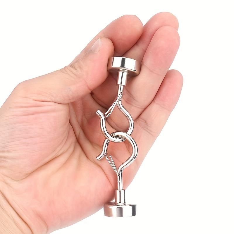 Heavy Duty Magnetic Hooks with Swivel Snap - 30 Lb Holding Power Metal Wall Mount Hooks, Polished Finish - Multipurpose Strong Magnet Hooks