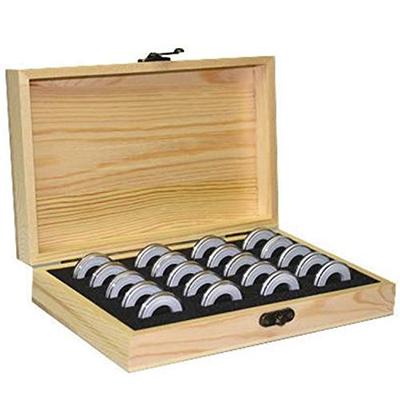 Wooden Coin Collection Case, Fits 5 Diameter Coins, Commemorative Coin Storage, Includes Coin Capsules (20 Coins)