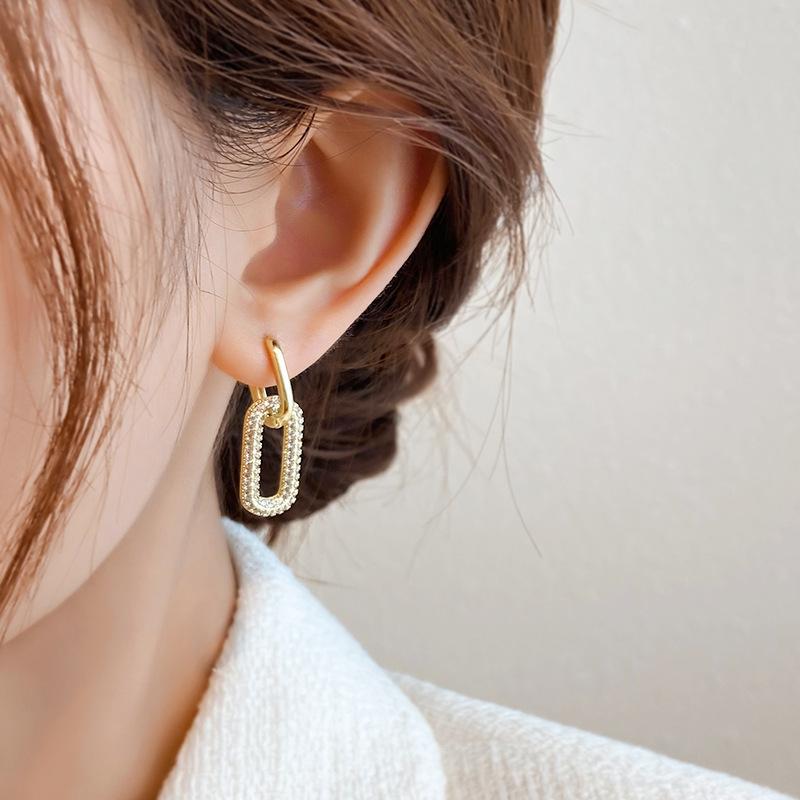 Retro Double Loop Design Drop Earrings Gold Silver Color Geometric Round Earrings for Women Girls Punk Hip Hop Fashion Jewelry
