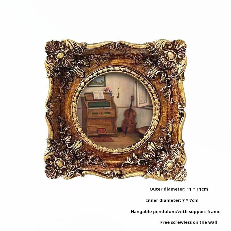 Ретро французская резная квадратная рамка для фотографий, которую можно повесить или поставить, художественная рельефная фоторамка, старое подвесное украшение